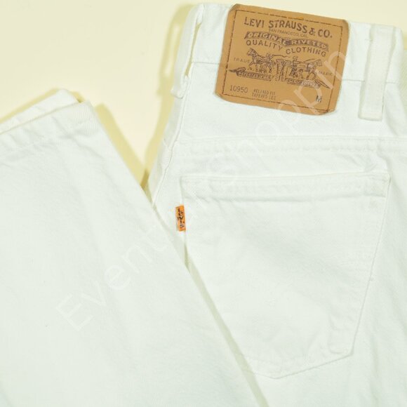 Vintage Levis 950 Jeans Womens 24 White Relaxed Tapered Leg Orange Tab 80s USA - Picture 1 of 8